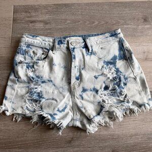 Almost Famous blue and white tie dye ripped jean mom high rise size 5